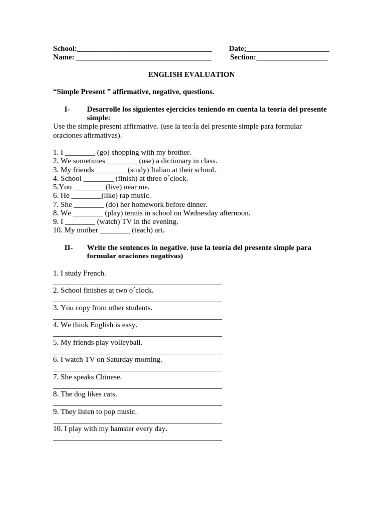 Simple Present Tense Exercises | PDF | Chess Theory