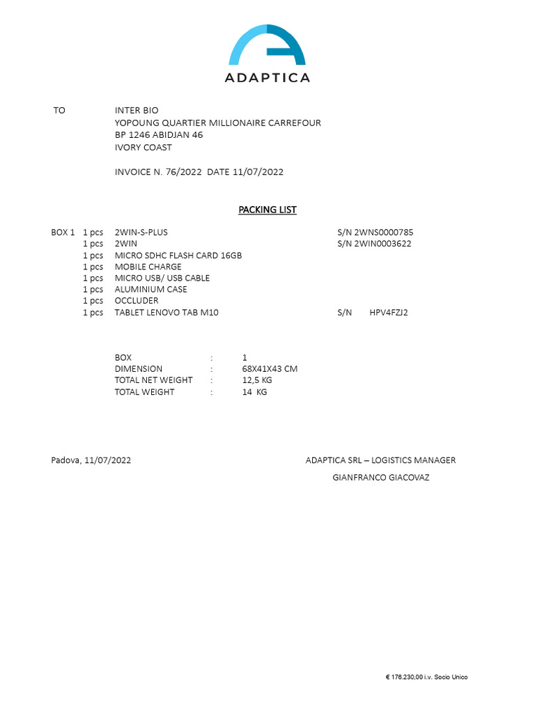PL Inter Bio Invoice Nr. 76 | PDF