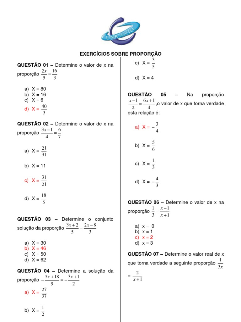 Exercício - Proporção | PDF