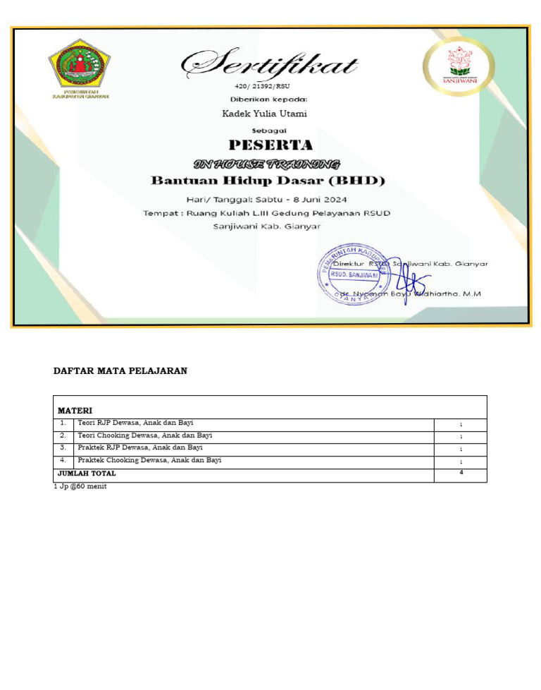 Daftar Materi RJP dan Chooking | PDF