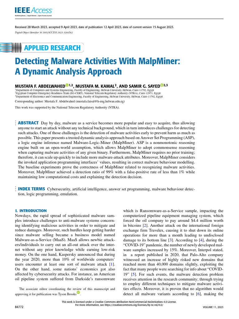 Detecting Malware Activities With MalpMiner A Dynamic Analysis Approach ...