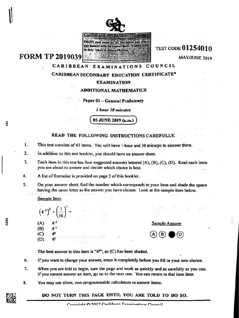 2019 Paper 1 Add Maths | PDF