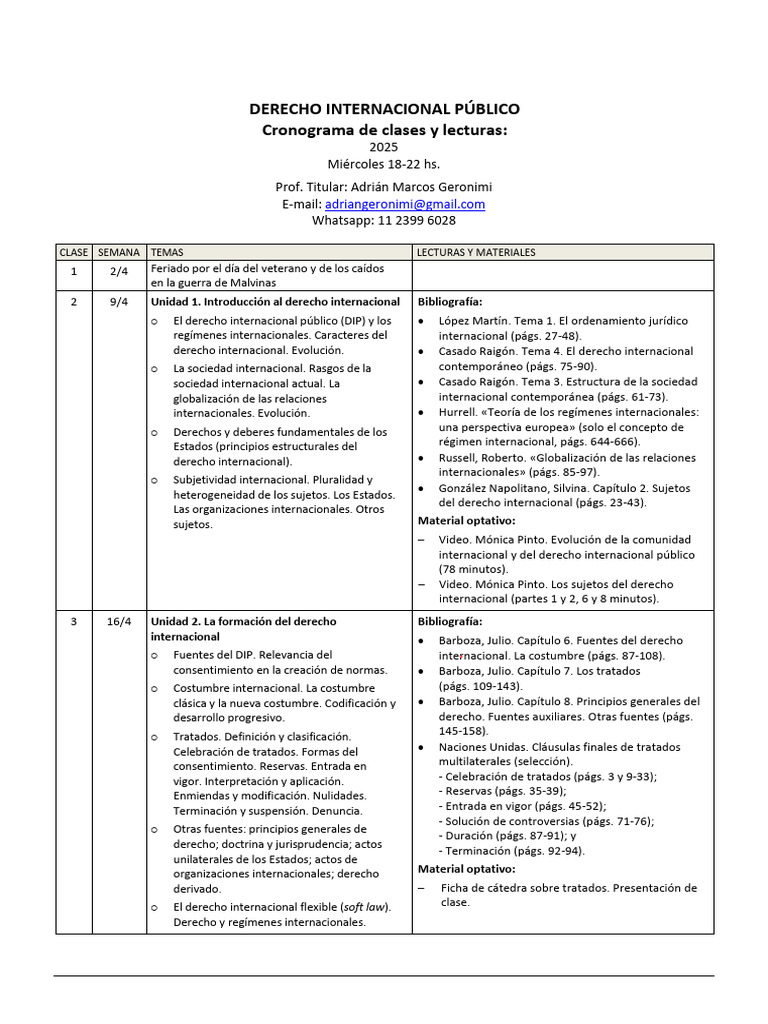 DIP2025-1 Cronograma de Clases y Lecturas MIE | PDF | Justicia | Crimen ...