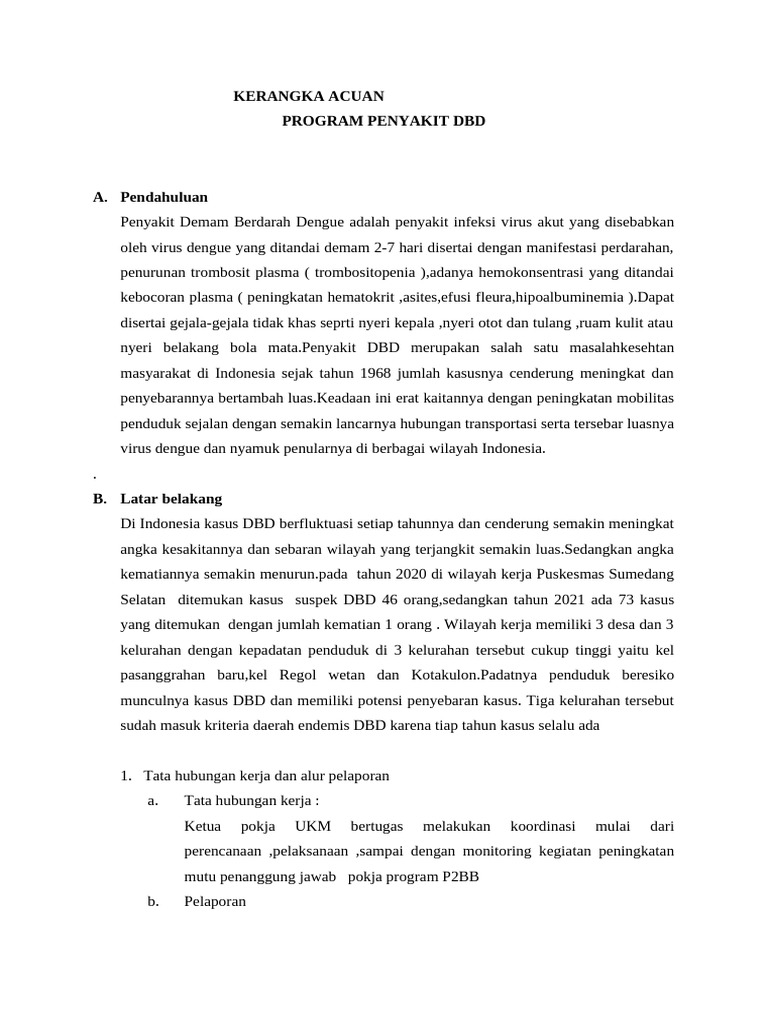 Kerangka Acuan Program DBD Sumedang | PDF