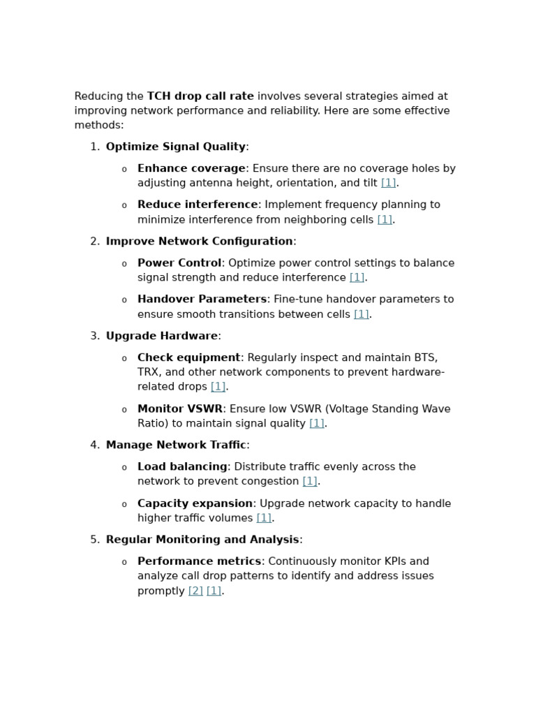 Reducing The TCH Drop Call Rate | PDF