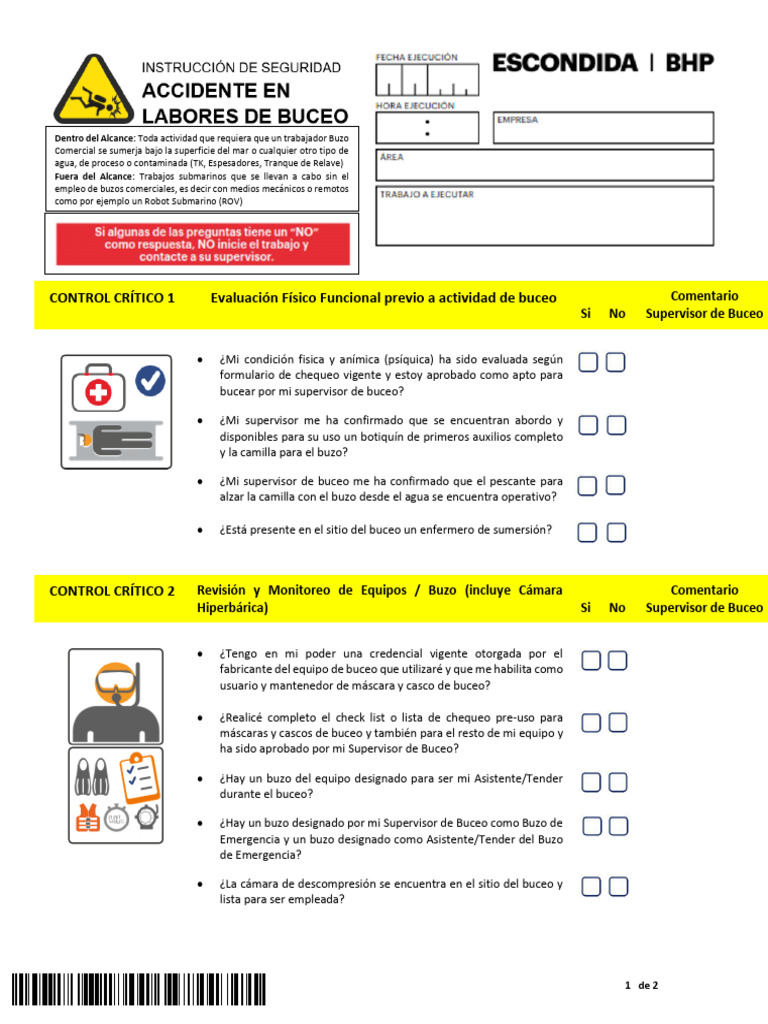 Evaluación de Seguridad en Buceo | PDF | Buceo bajo el agua