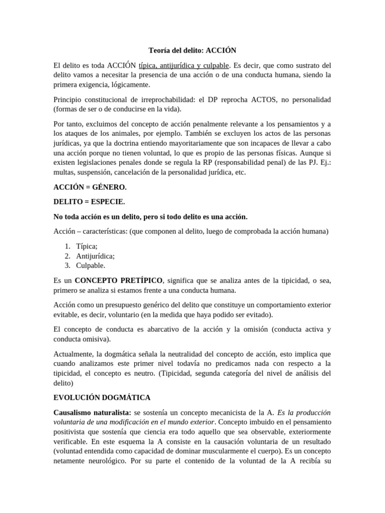 Acción en la Teoría del Delito | PDF | Hipnosis | Comportamiento