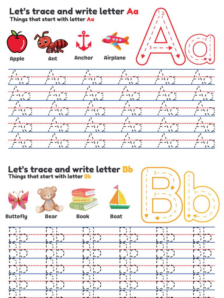 Alphabet Tracing and Writing Guide | PDF | Shape | Color