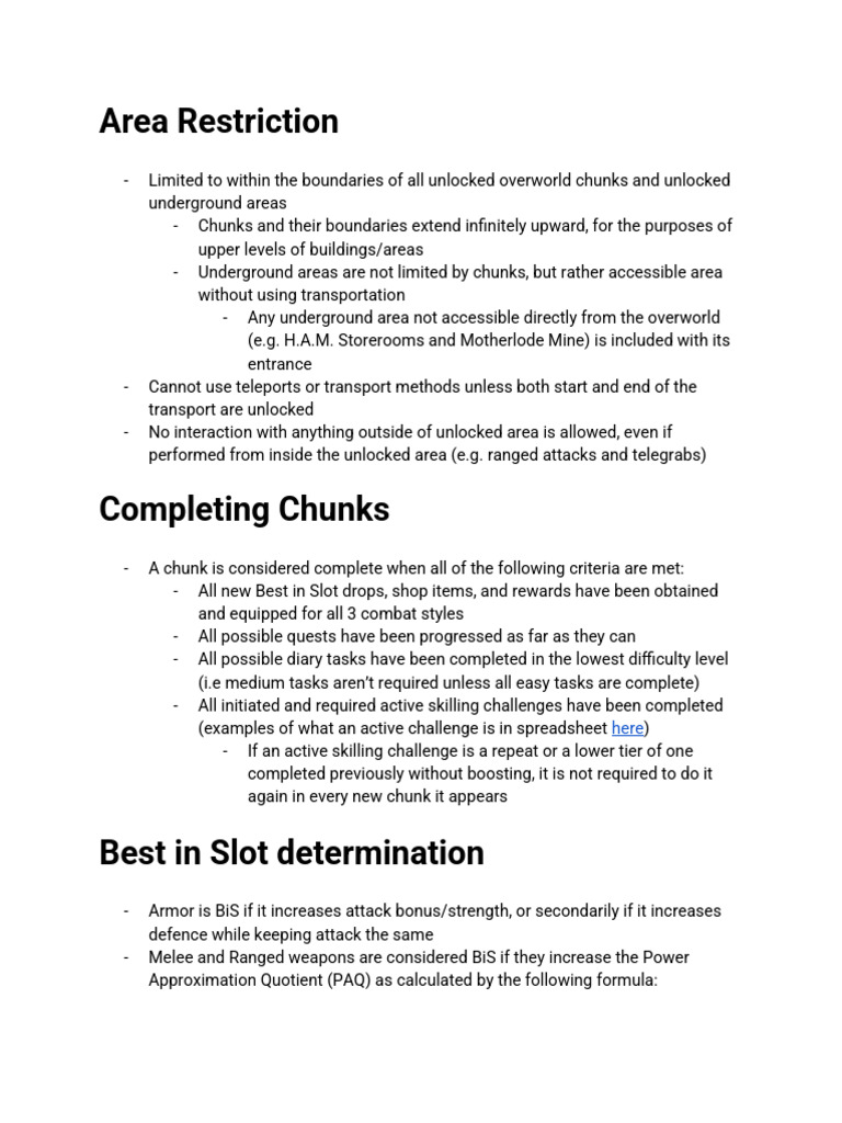 OSRS One Chunk Rules and Guidelines | PDF