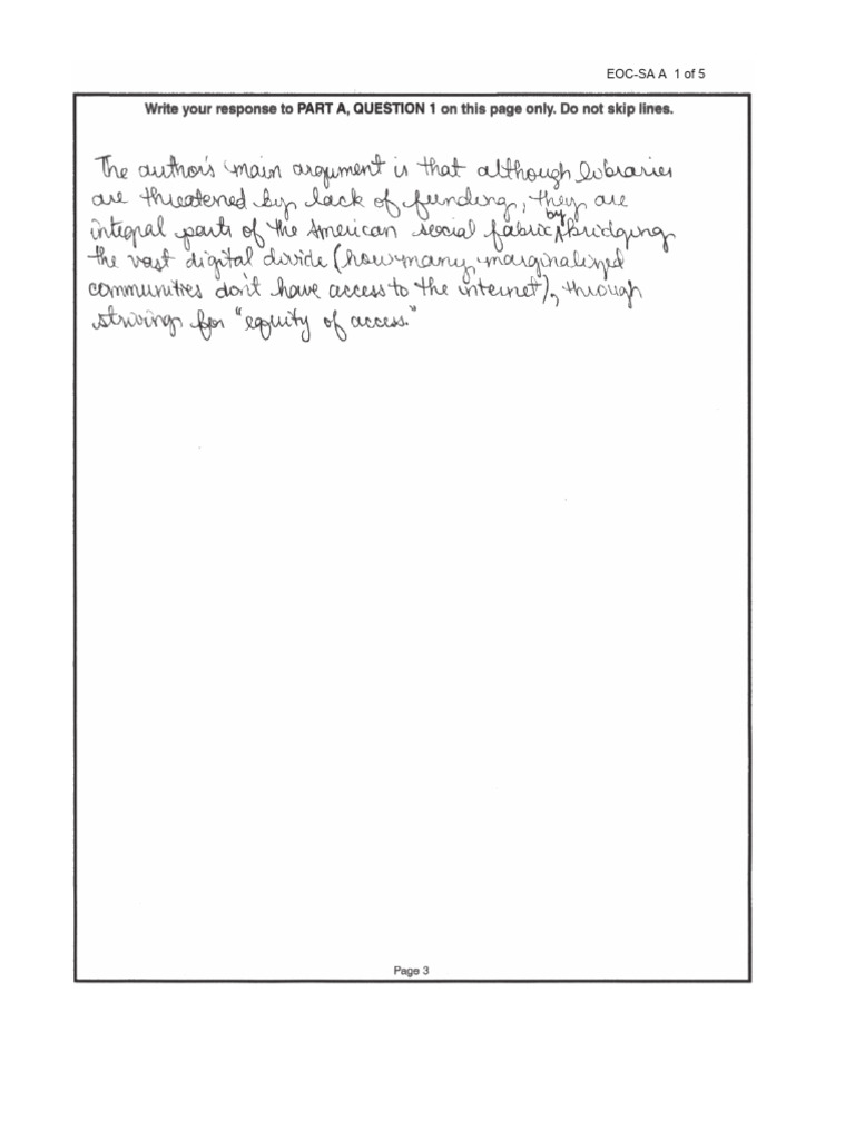 EOC A HIGH Sample (Public Libraries) | PDF