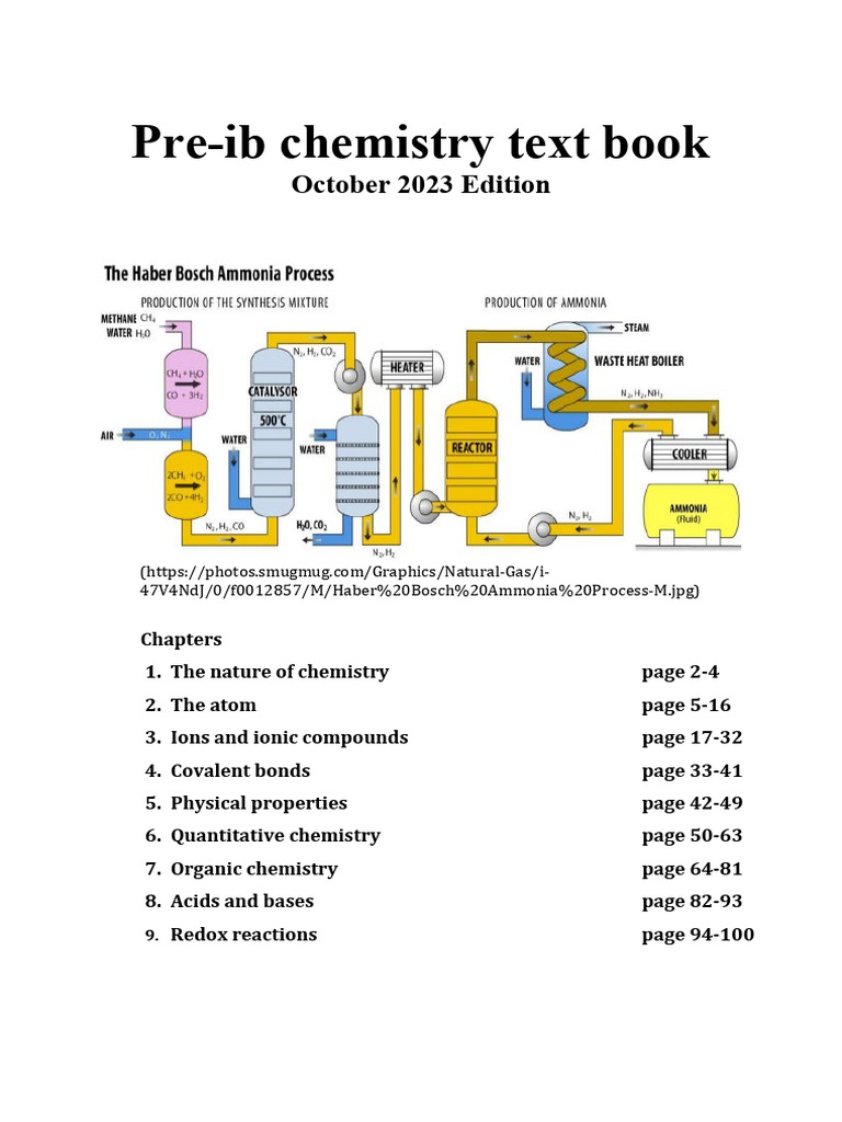 Pre-IB Chemistry Overview and Concepts | PDF | Ion | Salt (Chemistry)