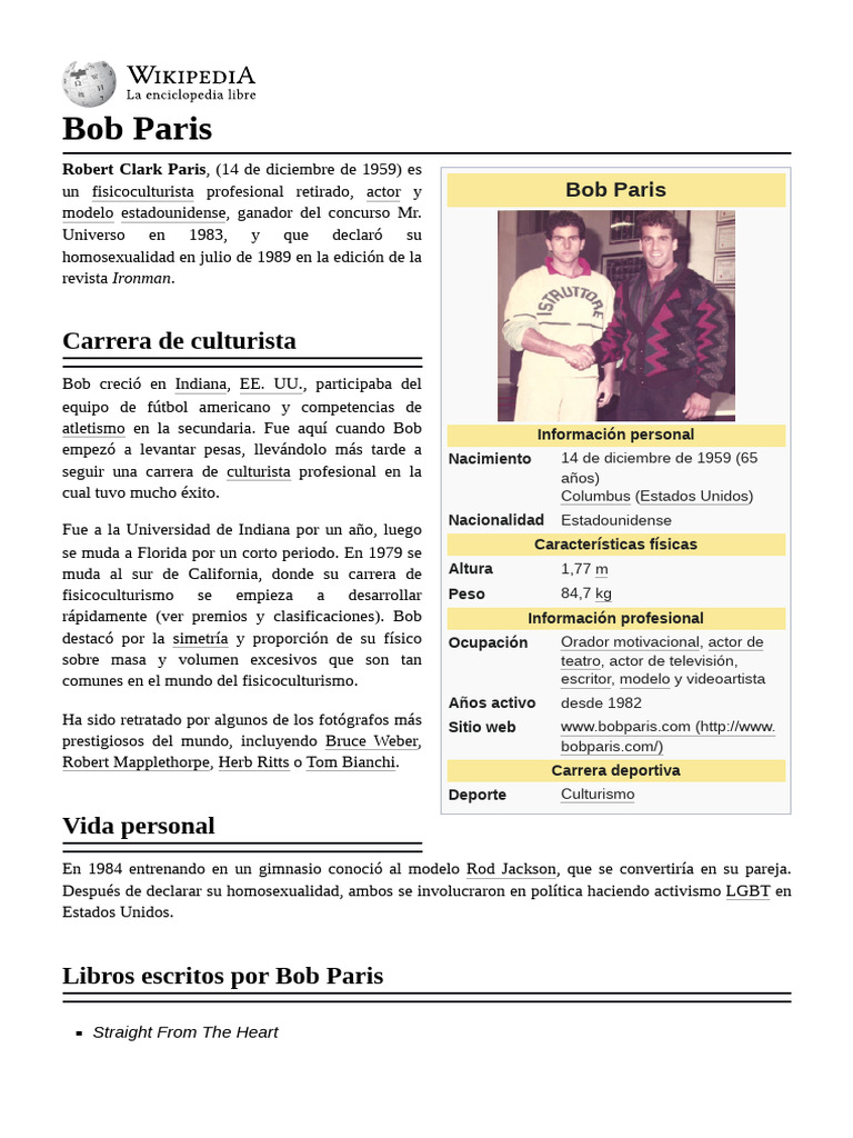 Bob Paris: Culturista y Activista LGBT | PDF