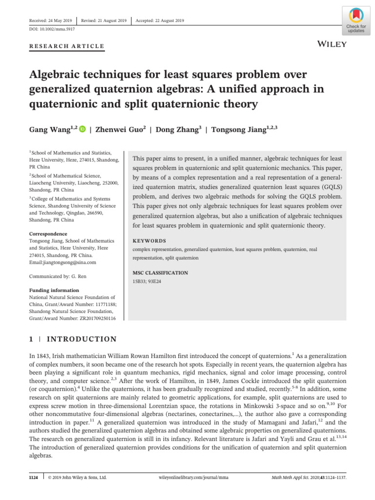 MMA-Algebraic Techniques For Least Squares Problem Over | PDF | Ring ...