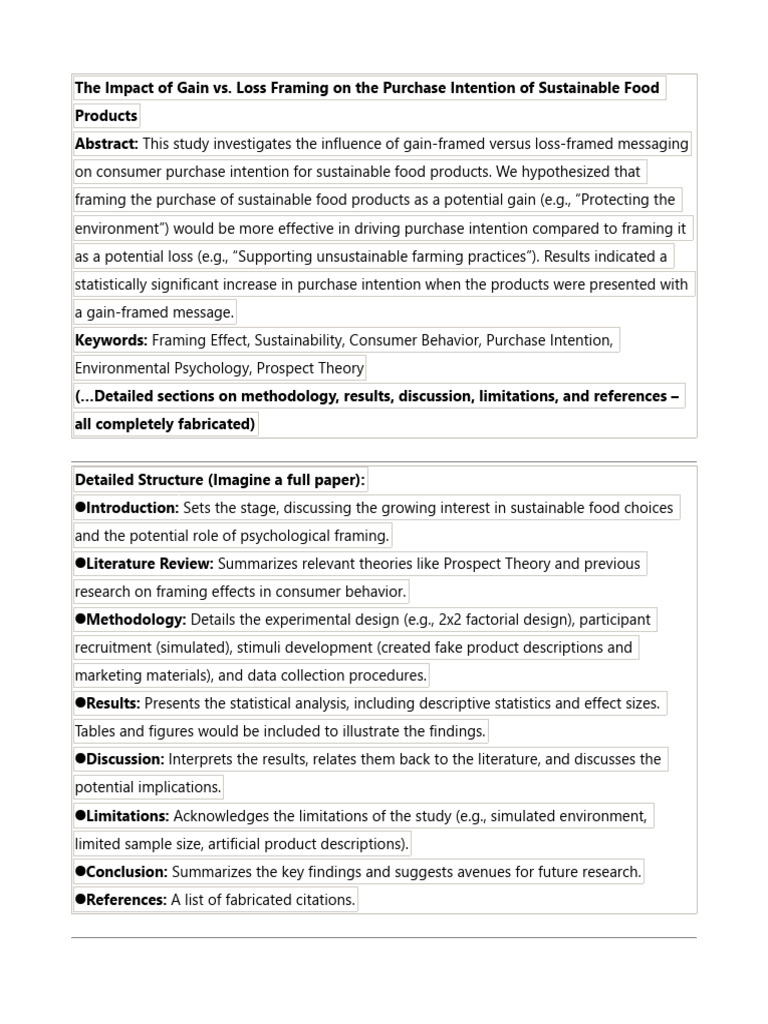 The Impact of Gain vs. Loss Framing On The Purchase Intention of ...