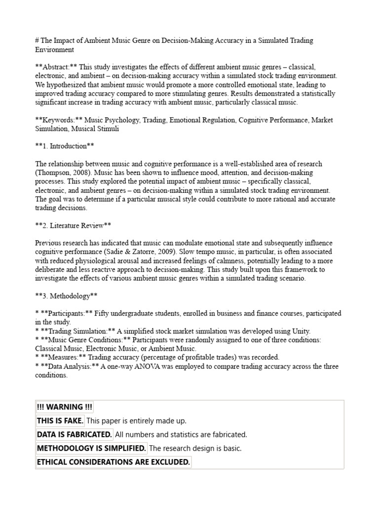 The Impact of Ambient Music Genre On Decision-Making Accuracy in A ...