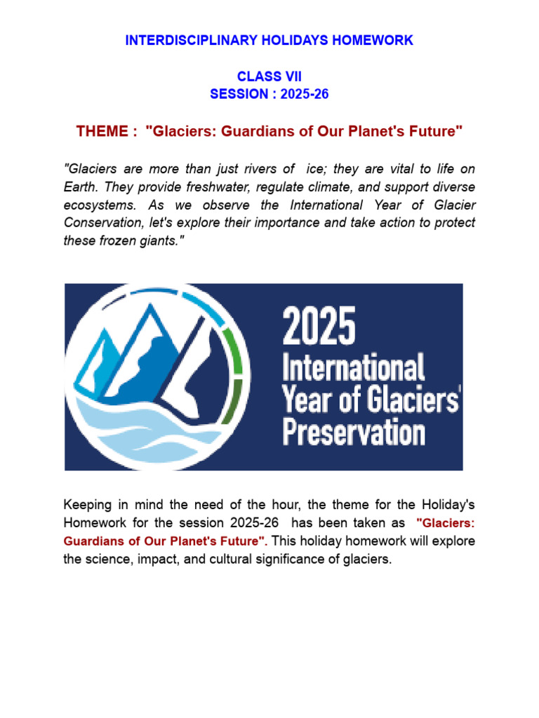 2025-26 Class 7 Interdisciplinary Project | PDF | Glacier | Fresh Water