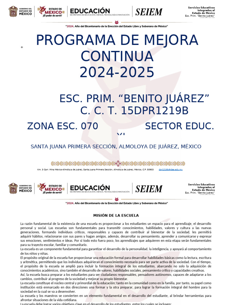Programa de Mejora Continua 2024-2025 | PDF | Enseñando | Evaluación