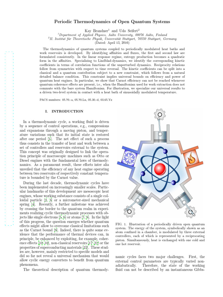Periodic Thermodynamics of Open Quantum Systems | PDF | Heat | Entropy