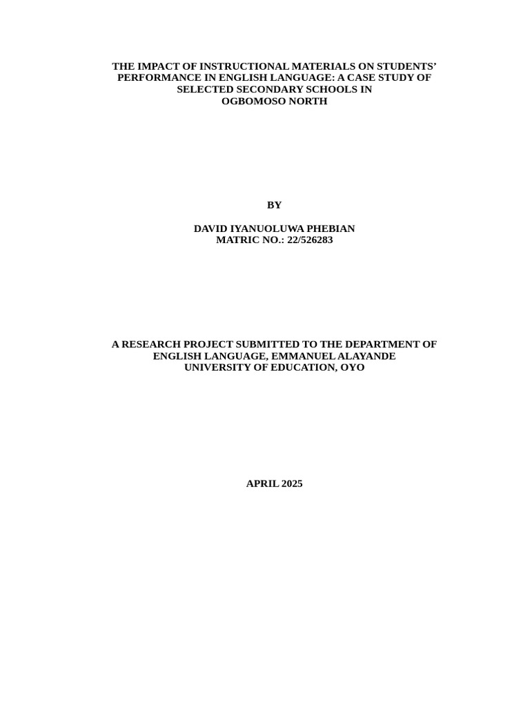 Impact of Instructional Materials on English Performance | PDF ...