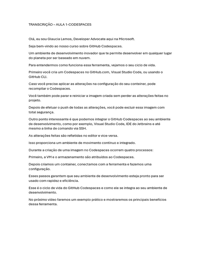 GitHub Codespaces: Desenvolvimento em Nuvem | PDF