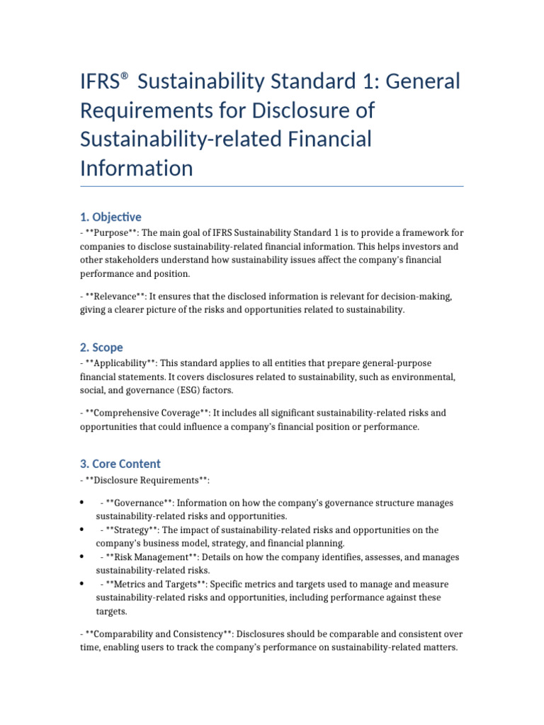 IFRS Sustainability Standard 1 Overview | PDF | Sustainability | Business