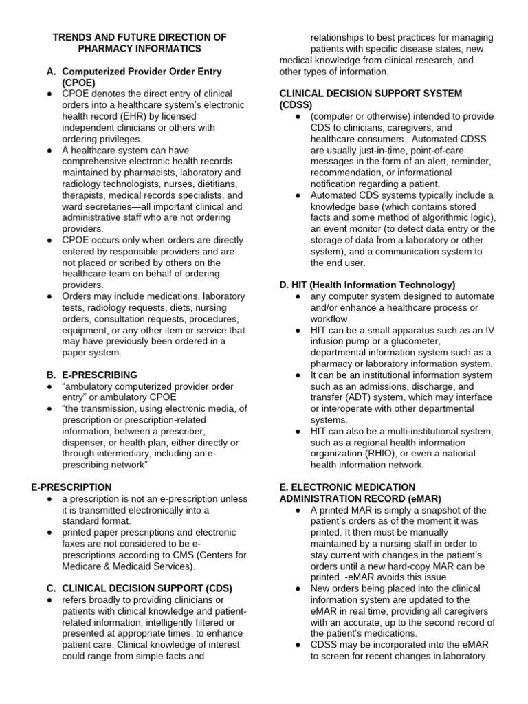 Trends and Future Direction of Pharmacy Informatics 1 | PDF | Barcode ...