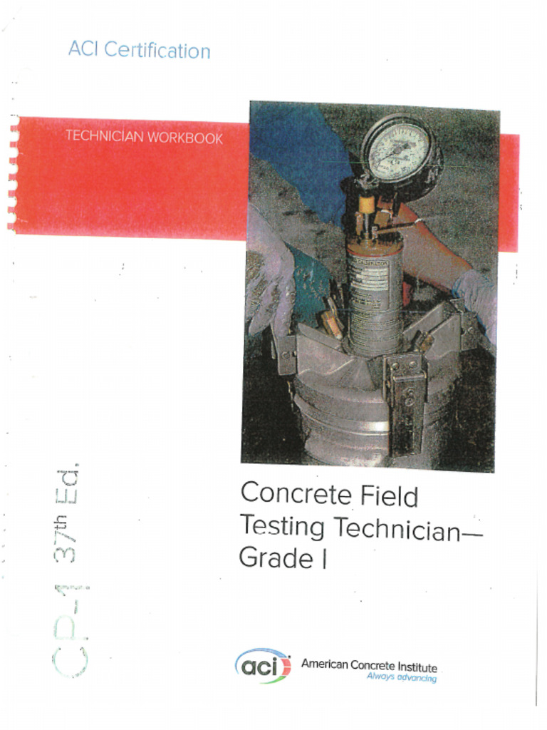 ACI Field Certification Technician Workbook CP-1 37th ED. | PDF