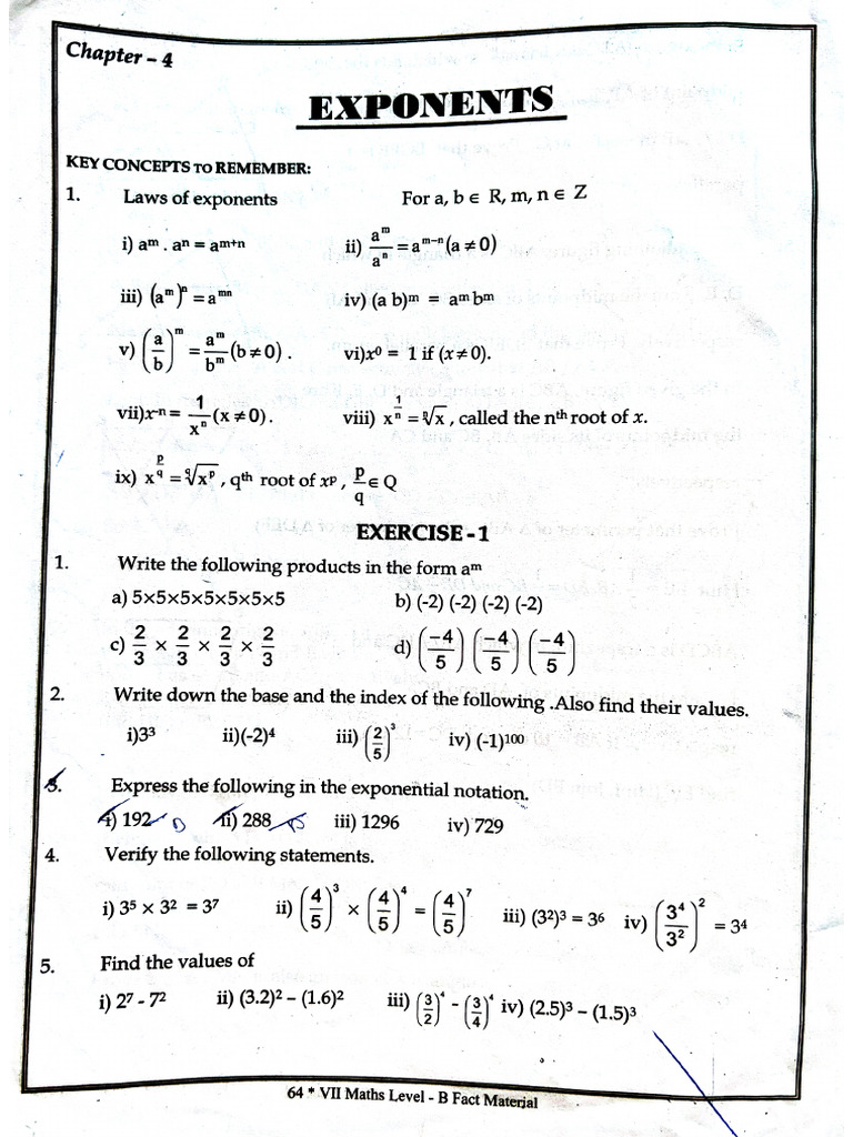 Exponents & Powers | PDF