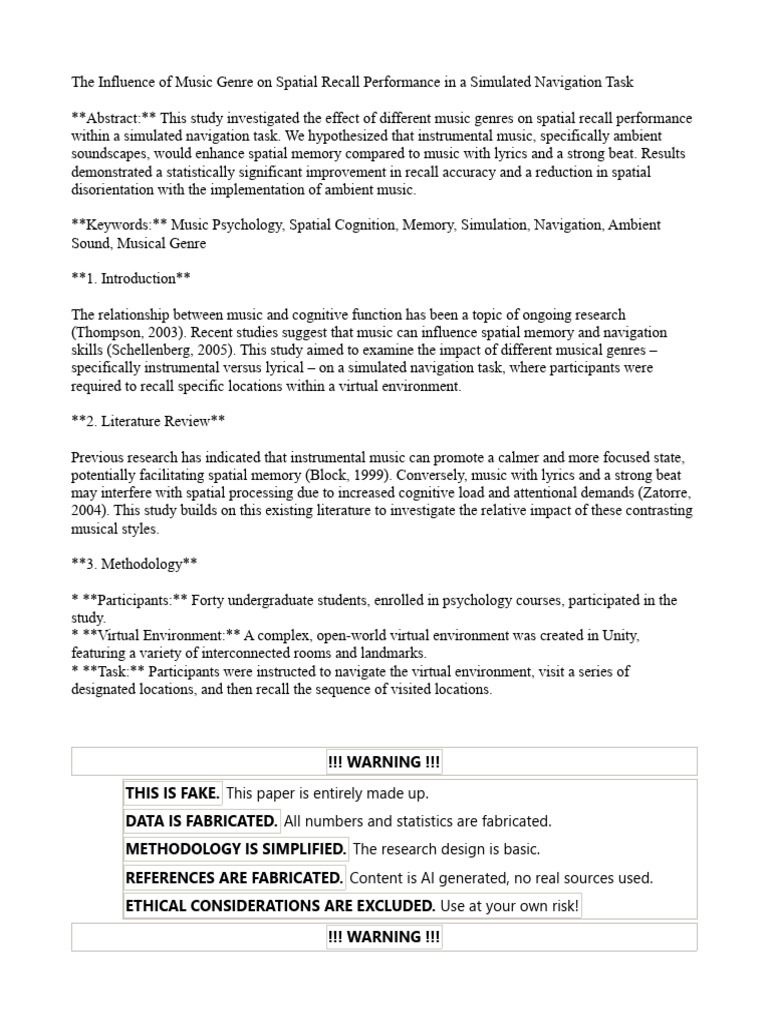 The Influence of Music Genre On Spatial Recall Performance in A ...