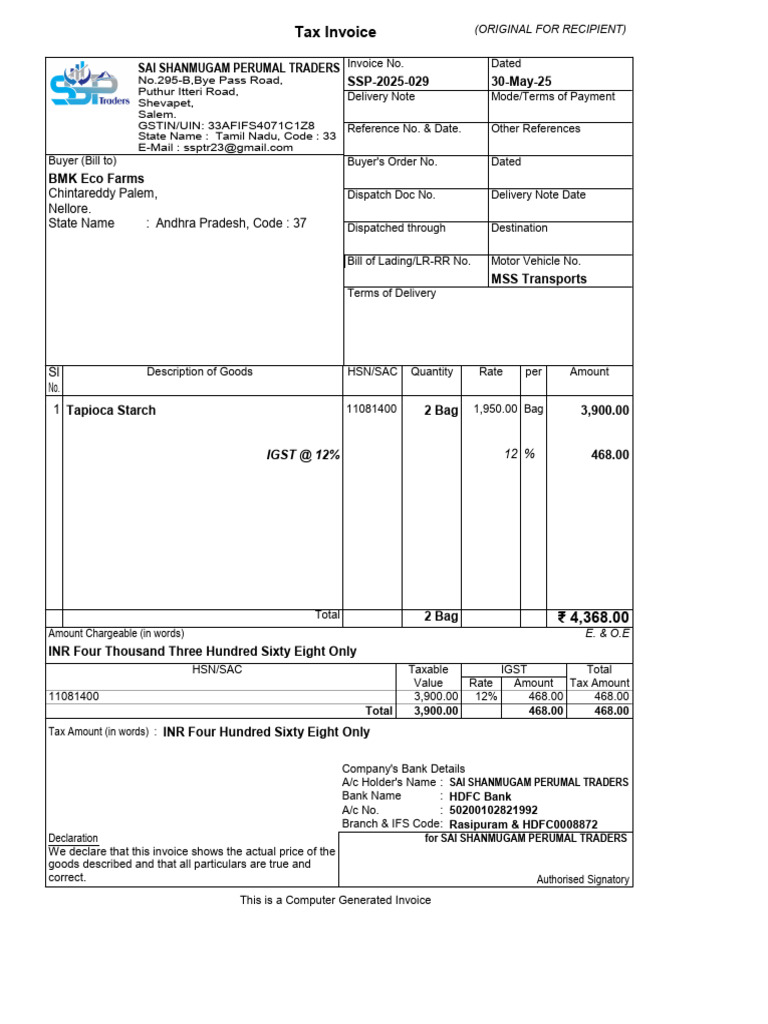 SSP 2025 029 2 | PDF | Invoice | Taxation
