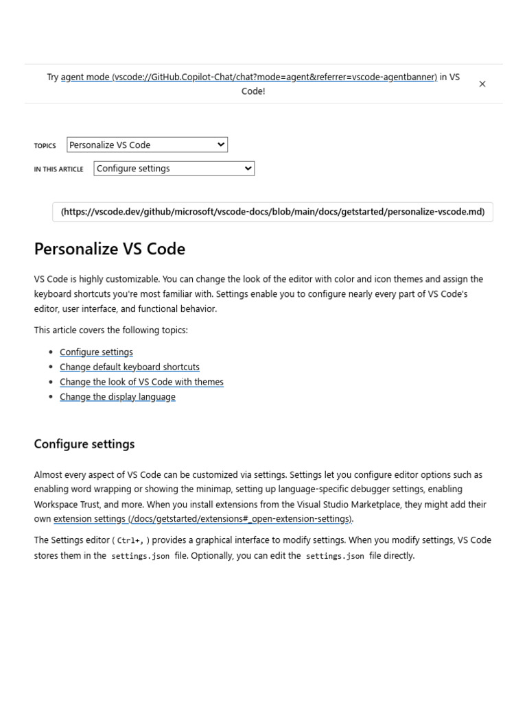Personalize Your VS Code Settings | PDF | Keyboard Shortcut | Computer ...