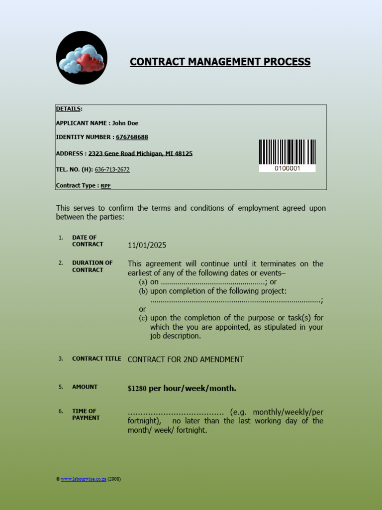 Contract Management Agreement Summary | PDF | Employment | Sick Leave
