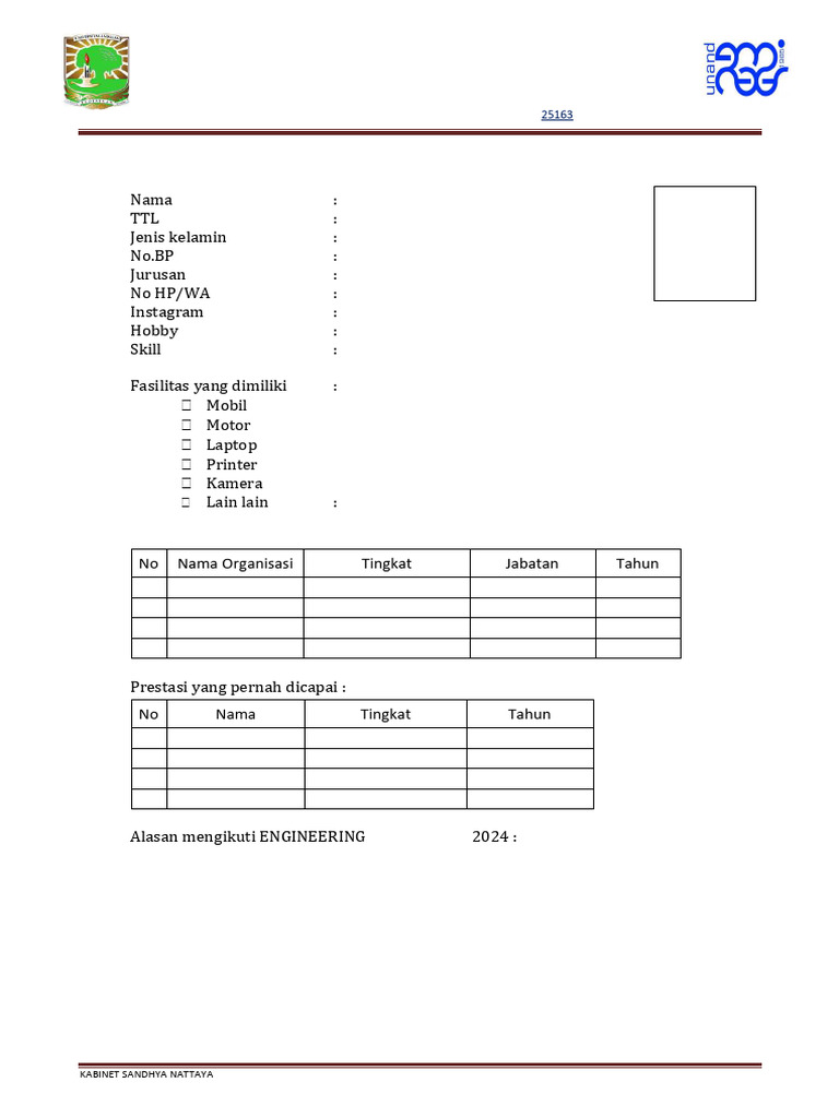 Formulir Biodata Internship 2024 | PDF