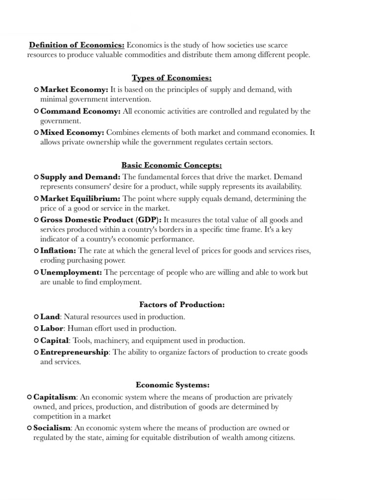 Comprehensive Guide to Economic Concepts | PDF | Taxes | Economics