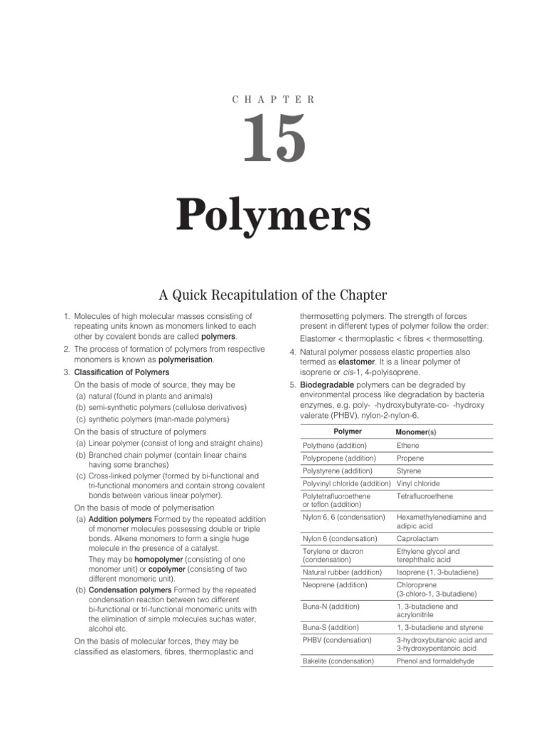 Types and Classification of Polymers | PDF | Polymers | Molecules