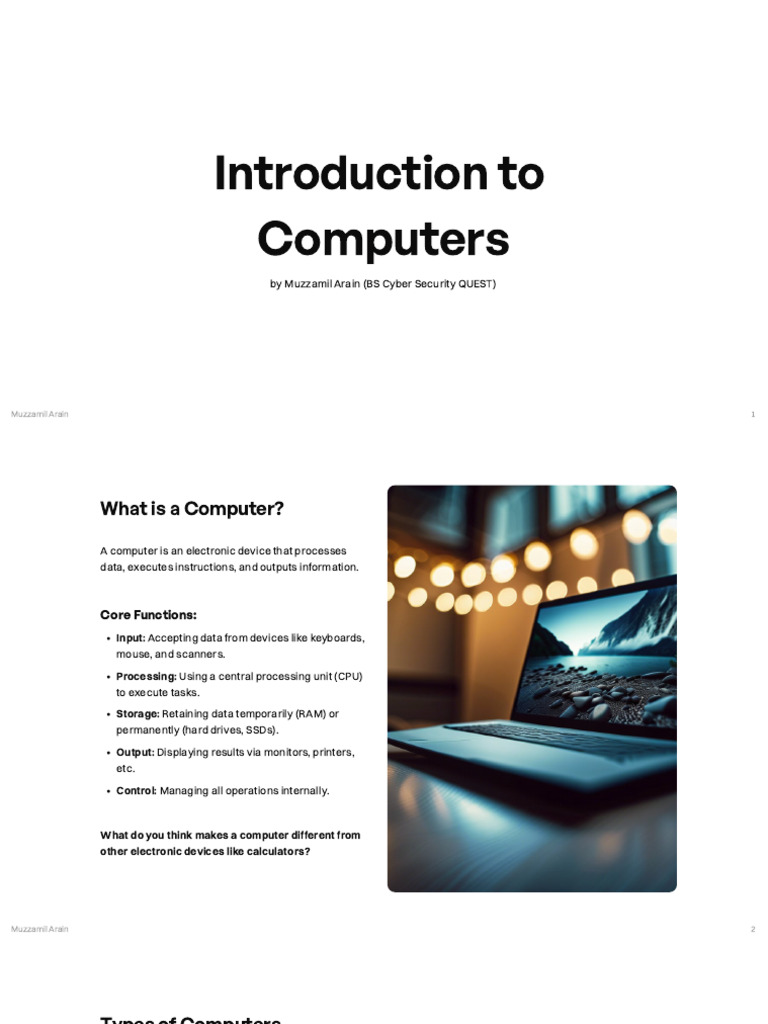 Introduction to Computers: Functions & Types | PDF | Booting | Command ...