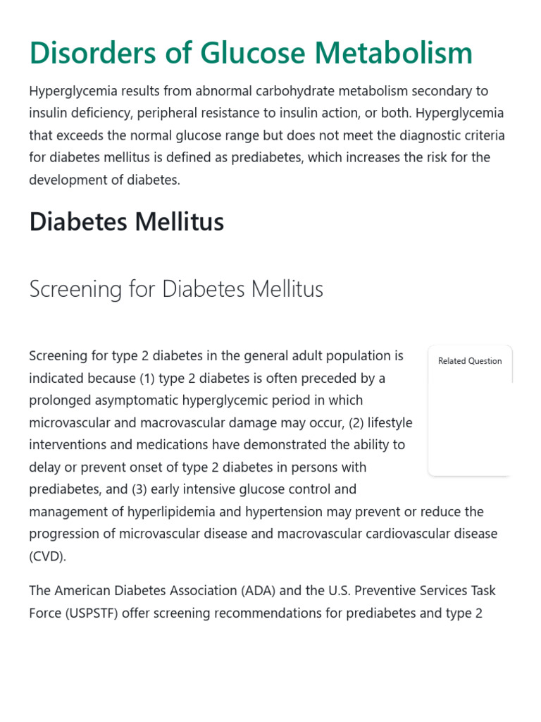 Diabetes Diagnosis and Screening Guidelines | PDF | Diabetes | Prediabetes