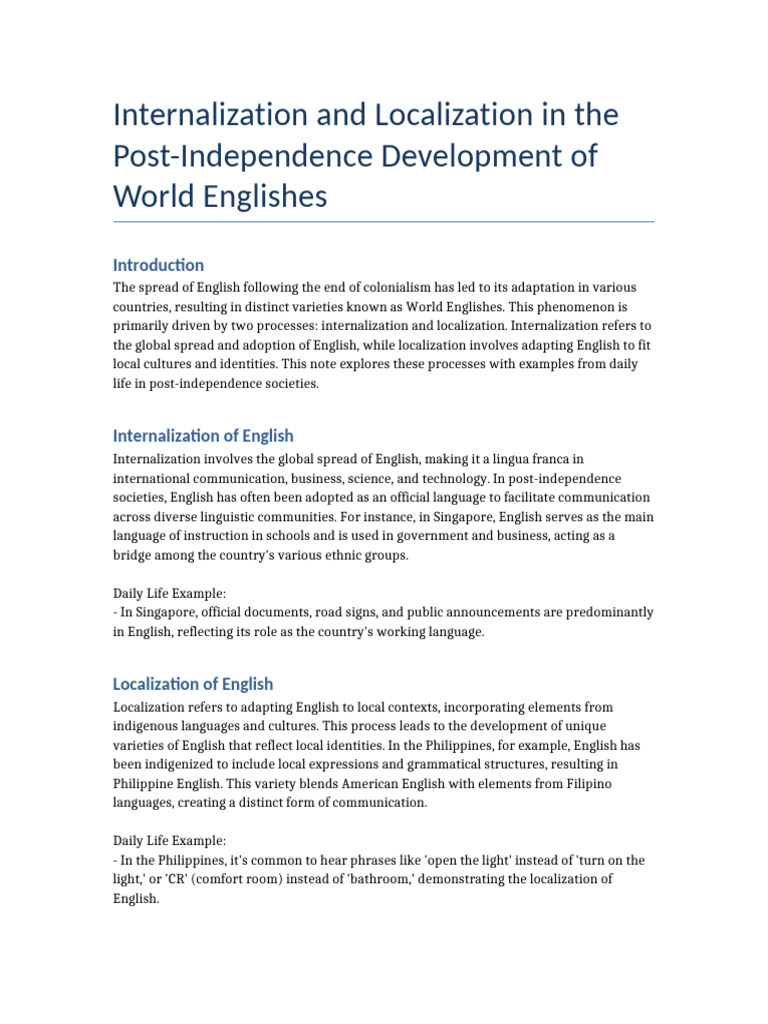 Internalization Localization World Englishes | PDF | English Language ...