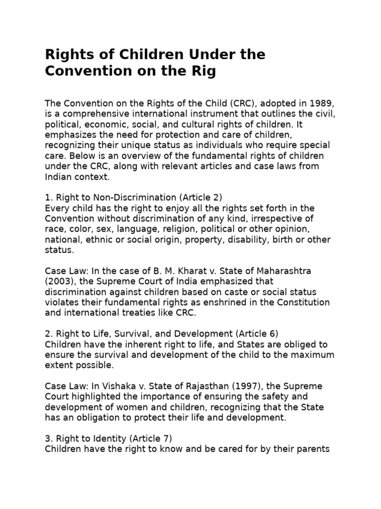 Children's Rights Under CRC Explained | PDF | Children's Rights ...