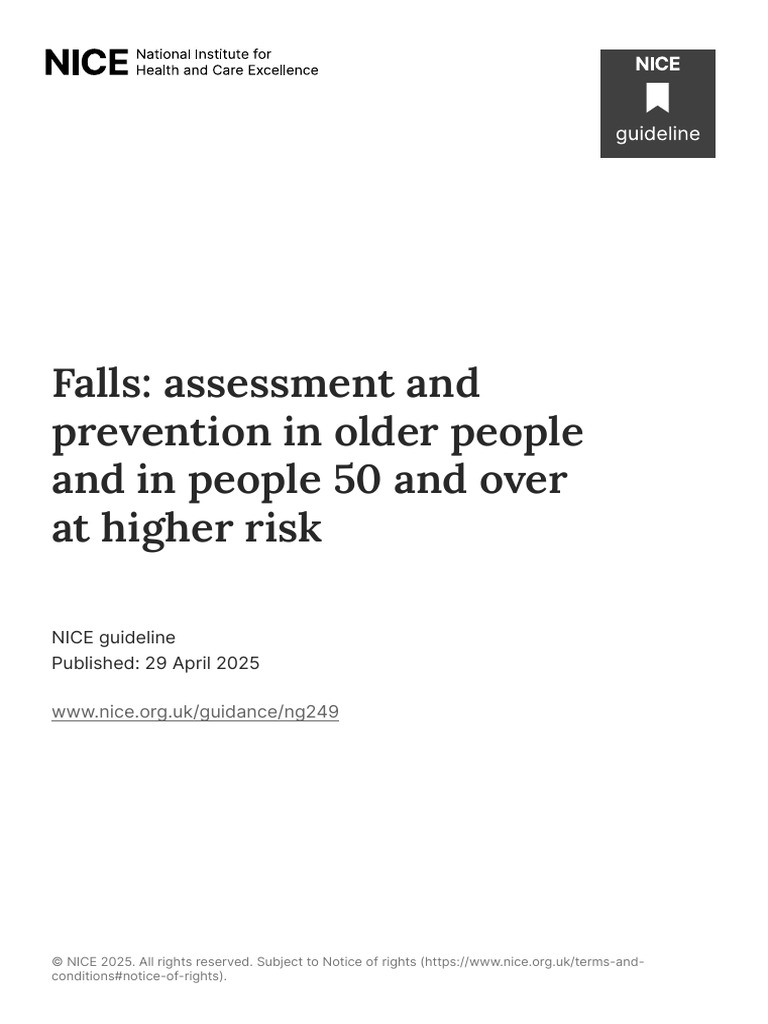Falls Assessment and Prevention in Older People and in People 50 and ...