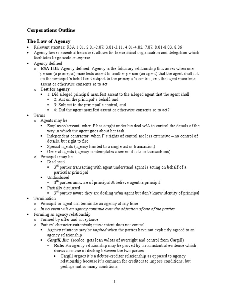 Business associations outline 2019 image