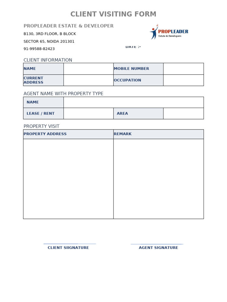 Client Visiting Form Template | PDF