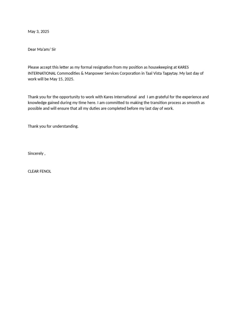 Clear Resignation | PDF