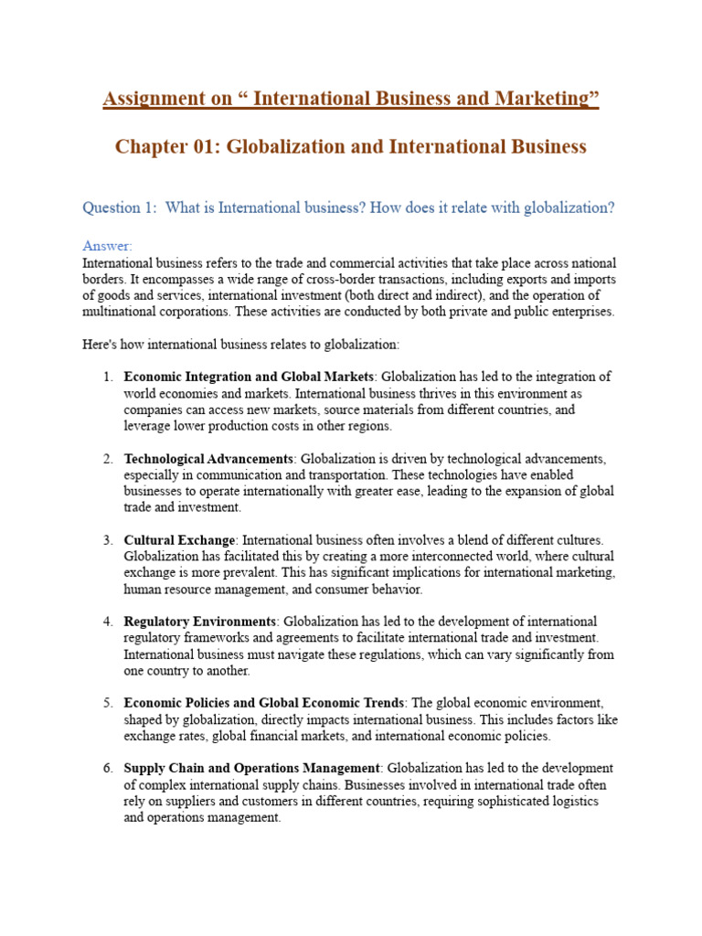 International Business and Globalization Insights | PDF | Globalization ...