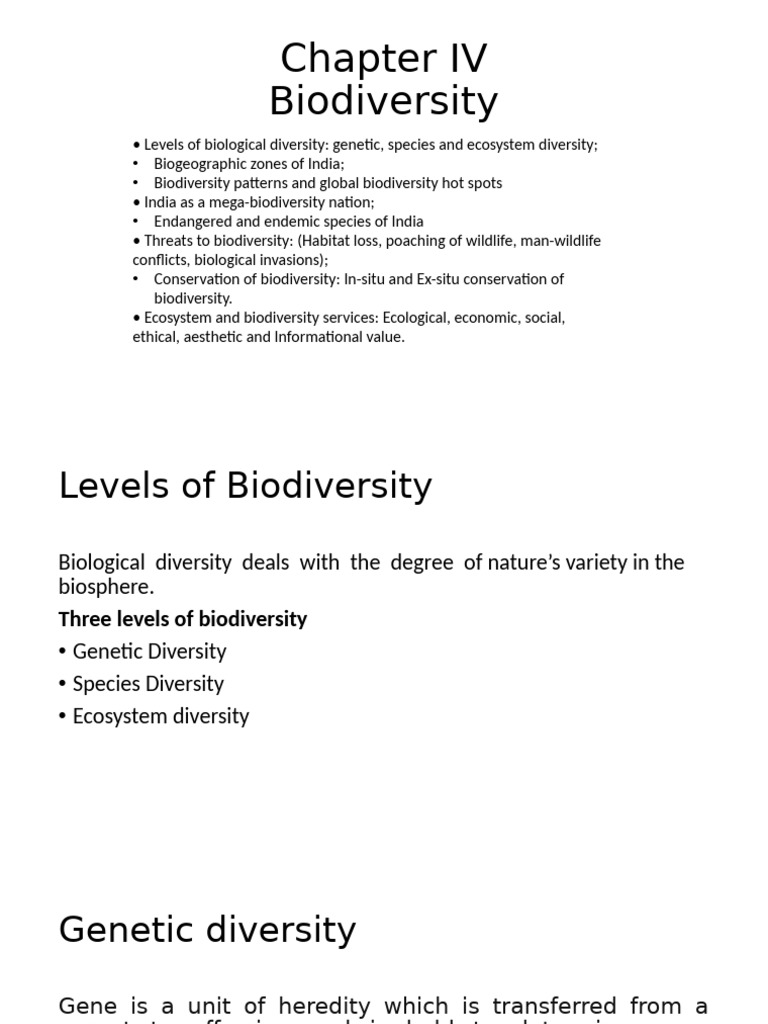 Chapter 4 Biodiversity 1 | PDF | Biodiversity | Habitat Destruction