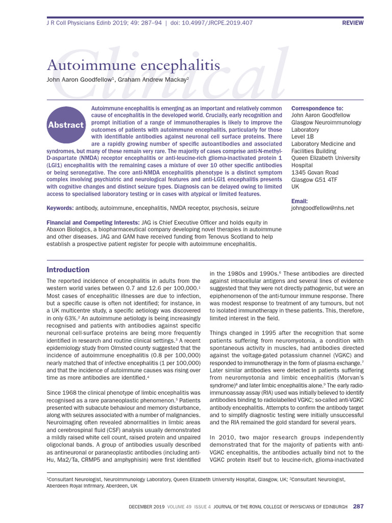 Autoimmune Encephalitis | PDF | Antibody | Autoimmunity