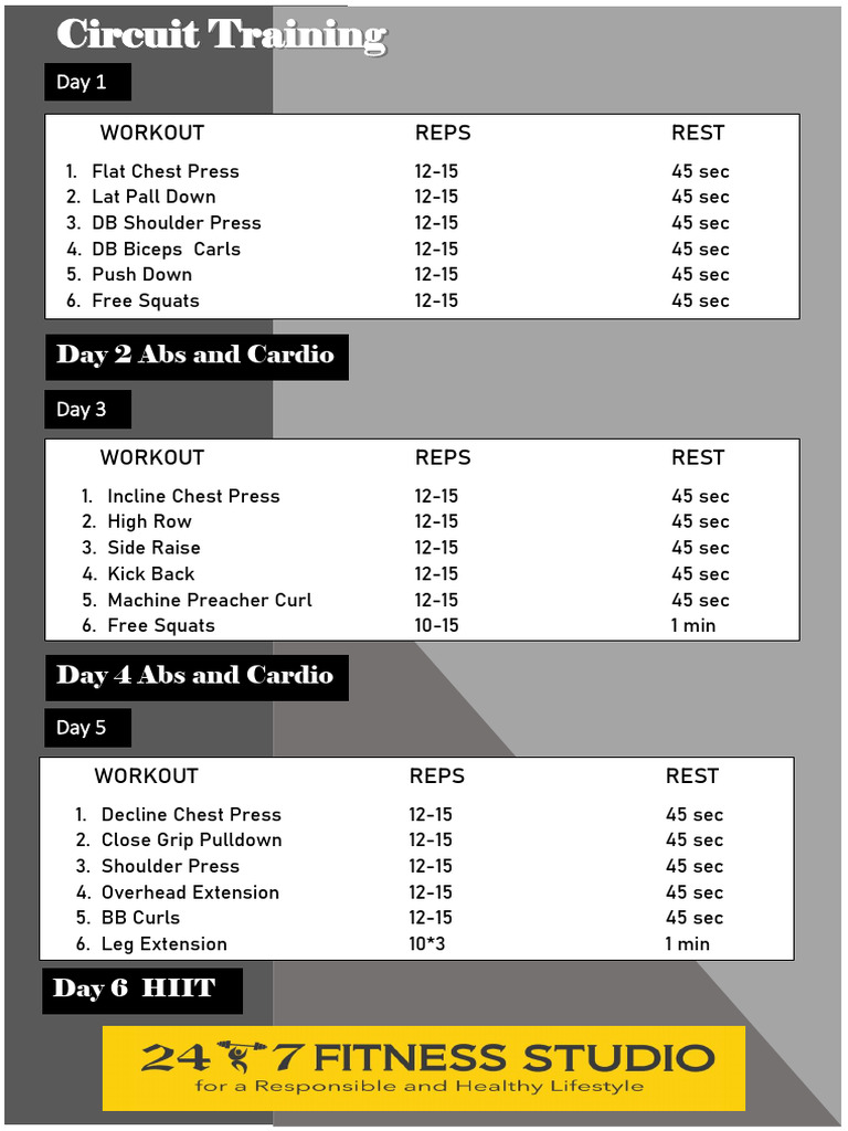 Circuit Training Workout Plan | PDF