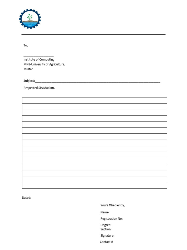 MNS University Computing Institute Letter Template | PDF