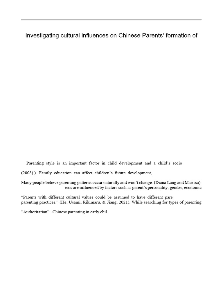 Cultural Influences on Chinese Parenting Styles | PDF | Parenting ...