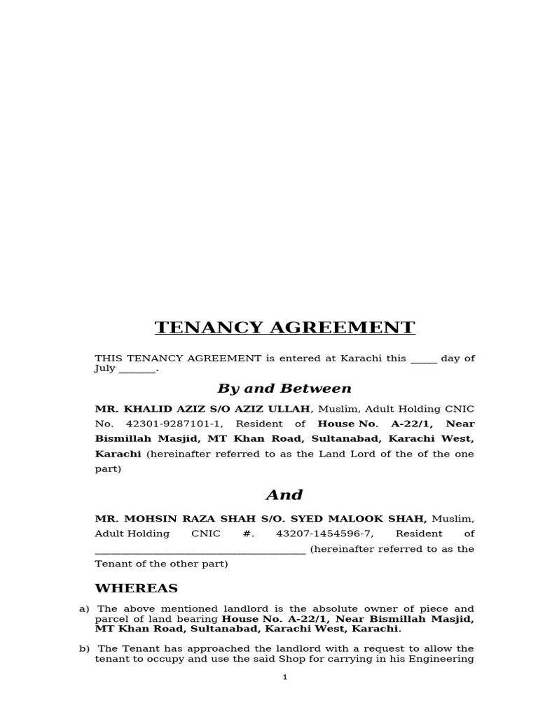 Shop Rent-Tenancy Agreement | PDF | Leasehold Estate | Landlord